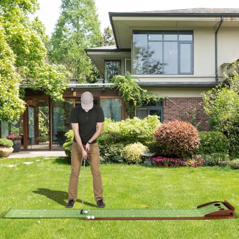 Golfi puttimismatt 3 auguga & 3 golfipalliga & kunstmuru golfimatt puttimistreener roheline