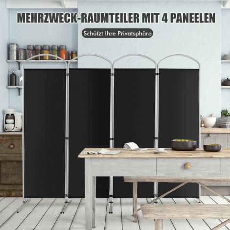 Kokkupandav 4-paneeliline ruumijagaja koduseks kasutamiseks 221 x 51 x 188 cm – must