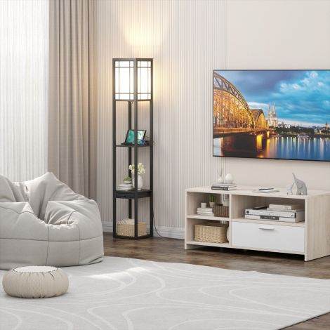 Modernne riiuliga põrandalamp elutuppa ja magamistuppa 26 x 26 x 160,5 cm must