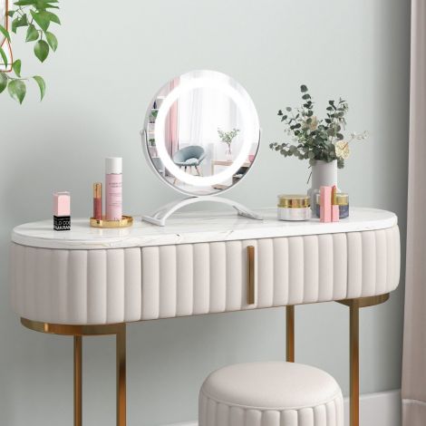 Kosmeetiline peegel, läbimõõt 30 cm, valgustusega; 3-värviline hämardatav LED-peegel, valge