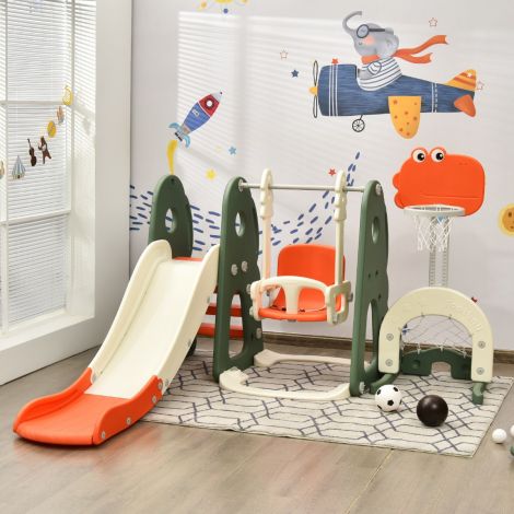 Kiigeraam, liumäe ja kiige komplekt väikelastele 172 x 182 x 108–120 cm oranž