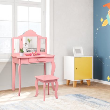 Soengulaud ja taburetikomplekt lastele 70 × 34 × 103 cm roosa