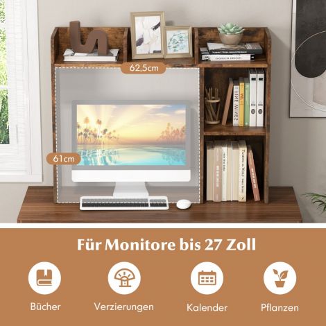 Kirjutuslauariiul lauariiul 4 riiuli ja avatud sektsiooniga 94 x 25 x 74 cm rustikaalne pruun