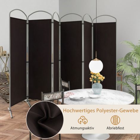 6-osaline kokkupandav privaatsussein ruumijagaja kangast vahesein 331 x 51 x 188 cm - pruun