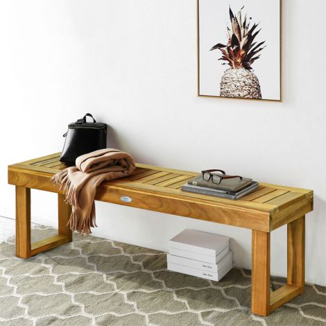 Täispuidust aiamööbli istepink, puidust aiapink, kandevõime kuni 360 kg, 132 × 34 × 43,5 cm, tiikpuu