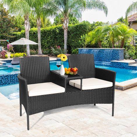 Terrassisofa kulumiskindel aiamööblikomplekt 138 x 62 x 85 cm valge