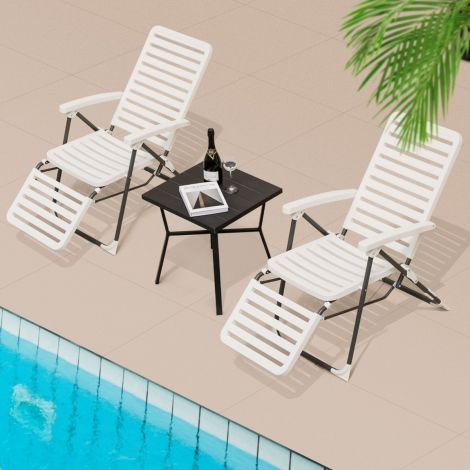 2-kohaline terrassilamamistool jalatoega, kokkupandav lamamistool, valge