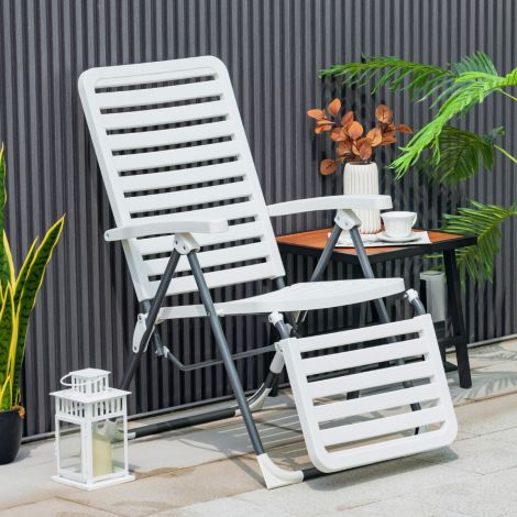 Terrassi lamamistool jalatoega, kokkupandav, valge