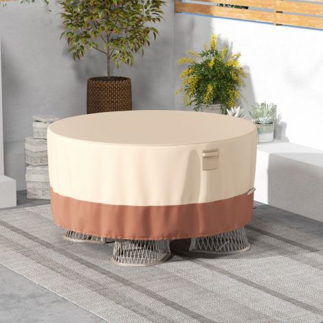 Ø 183 cm ümmargune terrassimööblikate ventilatsiooniavade, pannalde ja nööridega, beež