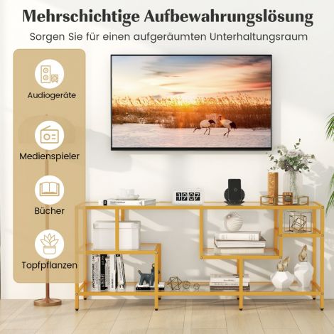 TV-kapp, telerilaud kuni 65-tollisele telerile, kuldne, 147 x 40 x 62 cm