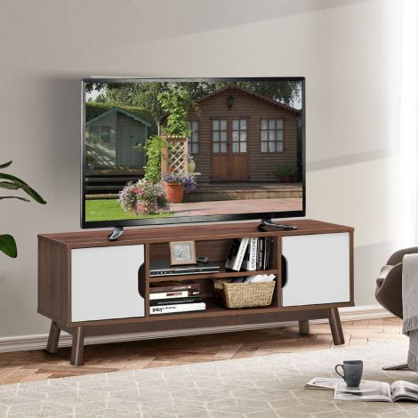 Telerialus puidust televiisorikapp kuni 50" teleritele, avatud riiuliga, valge