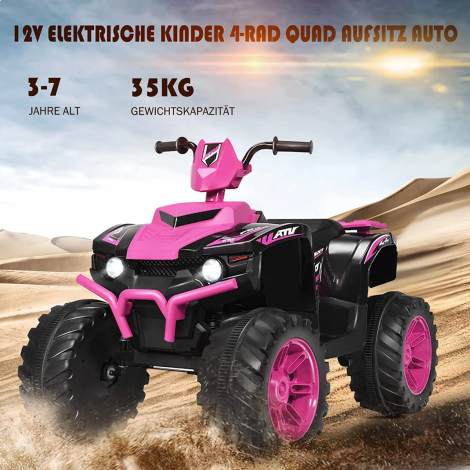 12V elektriline lastequad esituledega, mini elektriquad muusika ja signaaliga, roosa