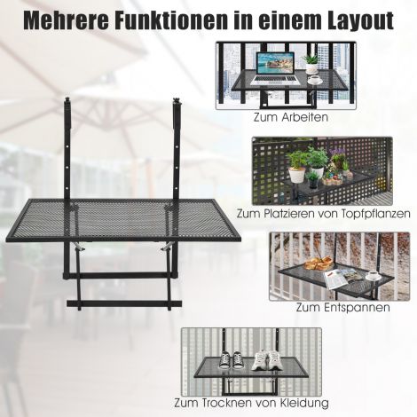 Riputatav rauast riiul 5-astmeliselt reguleeritava kõrgusega 60,5 x 48 x 61,5–82,5 cm must