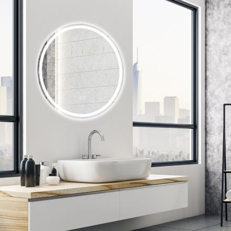 Ümmargune LED-peegel vannitoapeegel seinapaigalduseks 3000 K-6000 K Ø 60 cm