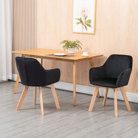 Köögitoolide komplekt 2 tk, ergonoomilised pikendatud käetugede ja seljatoega, kandevõime kuni 120 kg, polüester ja puit, must 54x57x80 cm.