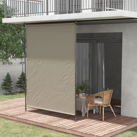 Vertikaalne markiis 200 x 292 cm vertikaalne markiis sissetõmmatav päikesekaitse reguleeritav külgmarkiis tuulekaitse alumiiniumist liivakarva.