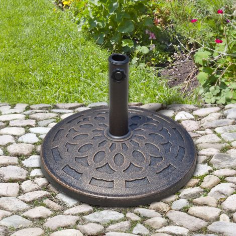 Vihmavarjualuse vihmavarju alus ümmargune 14kg pronksist vaigust Ø38/48mm vihmavarjudele Ø48,5xK34cm stabiilne ja ilmastikukindel.de