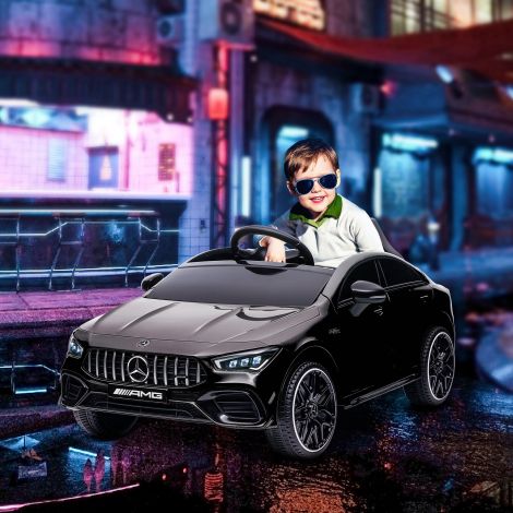AIYAPLAY laste elektriauto 12V lasteauto kaugjuhtimispuldiga, muusika, elektrisõiduk tuledega, USB/MP3-liides, tagurdamisfunktsioon, kuni 5 km/h, lastele 3-6 aastat, must