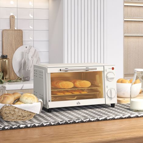 9L mini ahi küpsetusplaadi, grillresti, 100 °C-230 °C, reguleeritava temperatuuri ja küpsetusajaga, 60 min taimer, 750W, roostevaba teras, kreemjas valge.