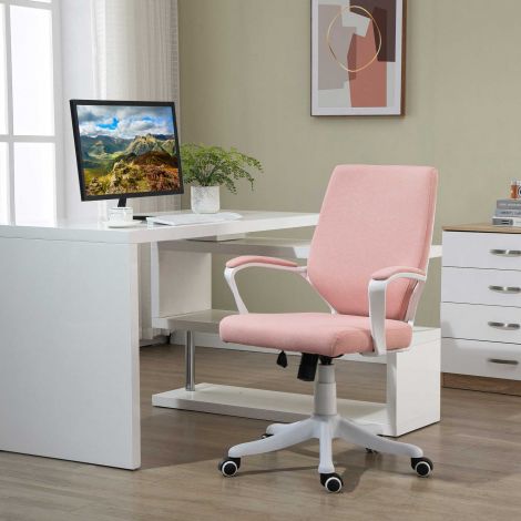 Vinsetto ergonoomiline kontoritool nimmetoega, kõrguse reguleerimisega, kiikfunktsiooniga, roosa, ideaalne kodukontorisse ja mängimiseks.