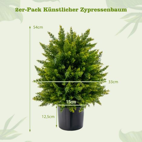 2-osaline 55 cm kunsttaime komplekt potiga, seedri-pukspuu kunstpuu koju ja kontorisse, roheline