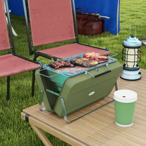 Lauagrill söegrill söekaussiga grillrest ja käepide pikniku ja aia jaoks roostevaba teras roheline.ee
