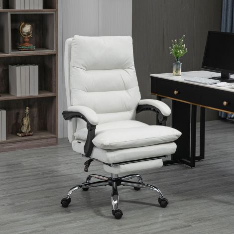 Vinsetto kontoritool massaažifunktsiooniga, 135° kallutatava seljatoega, kõrguse reguleerimisega, kandevõime 120 kg, kunstnahk 65x72x109-117cm kreemvalge| Aosom