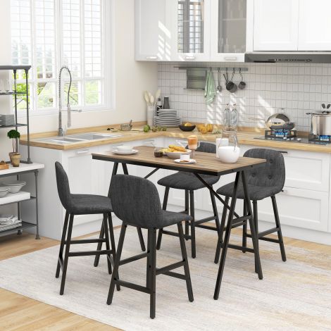Baarilaud koos baaritoolidega, 5-osaline söögikomplekt, köögilaud, bistroolaud 4 tooliga, baarilaud kööki, elutuppa, teras, tumehall, 120 x 60 x 91 cm