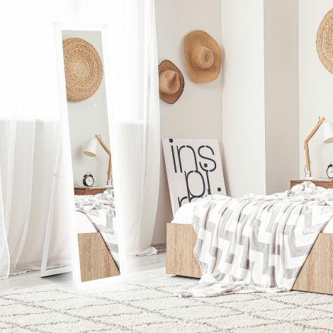 Täispikk peegel 40 x 160 cm põrandapeegel LED-valgustusega, seinapeegel puutetundliku juhtimisega, põrandapeegel magamistuppa, elutuppa, valge
