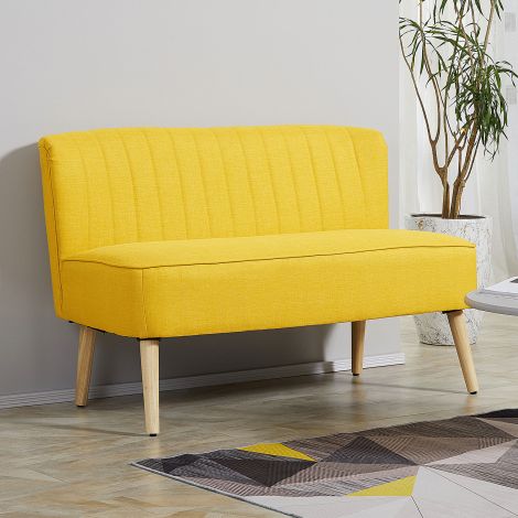 2-kohaline kangast diivan polsterdiivan istmemööbel lounge-diivan puit vahtkumm kollane 117 x 56,5 x 77 cm