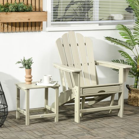 Adirondack aiamööbel koos abilaud ja jalatugi, terrassitool käetugedega HDPE-st, liivakarva aeda ja rõdule.