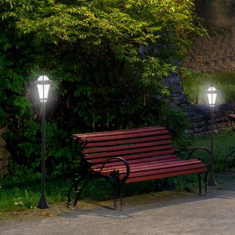 2-osaline päikesetänavavalgusti LED, IP44, ABS, Ø18,5 x K129 cm, energiasäästurežiim, veekindel, roostevabast terasest aiavalgusti, must