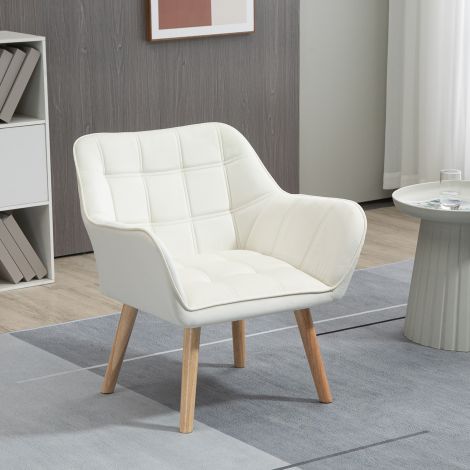 Üksiktool, tugitool sametise välimusega, kõrgendatud jalad, polsterdatud tugitool elutuppa, magamistuppa, 64 x 62 x 72,5 cm, kreem| Aosom