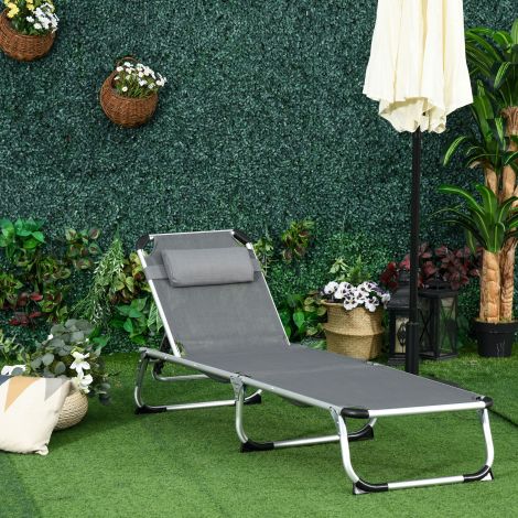 Aialaud Alu kangast lamamistool 5-kordselt reguleeritav kokkupandav ergonoomiline võrgustik Hall 170 x 60 x 76 cm