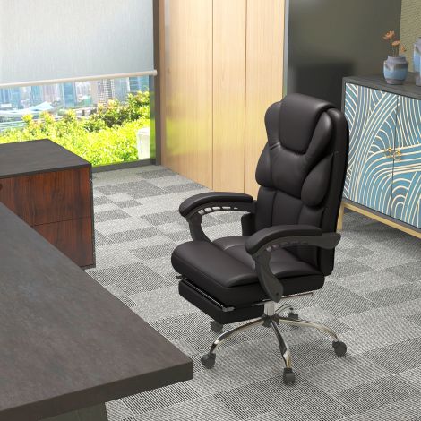 Vinsetto kõrguse reguleeritav kontoritool massaažifunktsiooniga, ergonoomiline kirjutuslaud, juhitool, kuni 120 kg, must