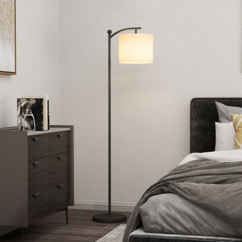 LED põrandalamp, millel on astmeteta hämardatav kangast lambivari, jalglüliti, 11 reguleeritava heledustasemega põrandalamp, taimer elutuppa must.