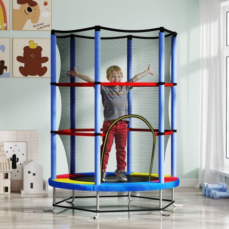 Laste batuut, Ø140 cm batuut lastele turvavõrguga, aedbatuut 3-6-aastastele lastele, siseruumides, värviline