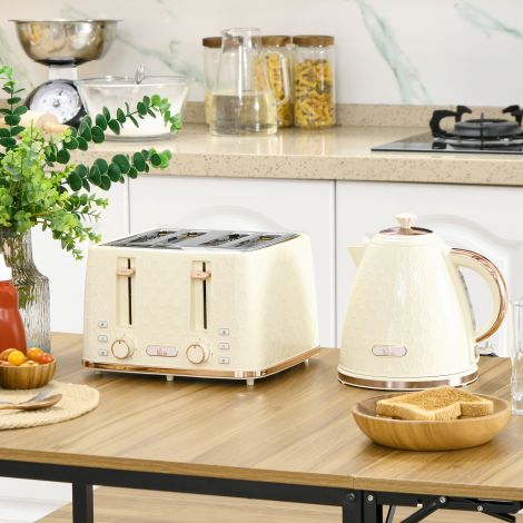 Veekeetja ja röster 1,7L veekeetja 4 viilu röster hommikusöögikomplekt 7 pruunistusastmega, automaatse väljalülitamise, sulatamis- ja soojendamisfunktsiooni ning purusahtliga, beež