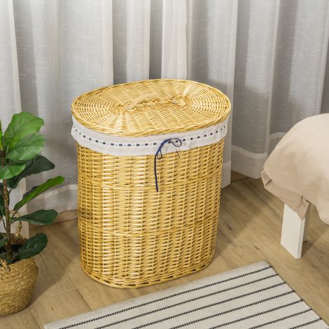 Pajust kaanega pesukorv 100L 51x38x57cm Looduslik pesukast magamistoale ja vannitoale.
