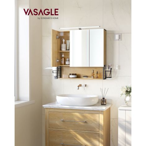 Vannitoakapp LED-valgustusega 14,5 x 70 x 70 cm naturaalne tammevärv