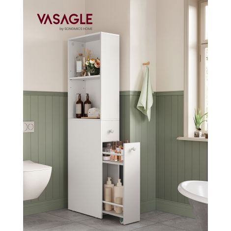 Vannitoakapp kitsas, 40 x 18 x 134,4 cm, klassikaline valge