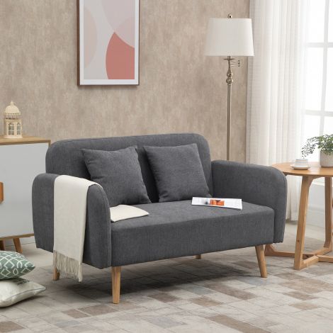Kahekohaline diivan Loveseat patjadega, reguleeritavad jalatoed, sametilaadne polüester, kummipuu, vaht, 2-kohaline, kangaskate| Aosom
