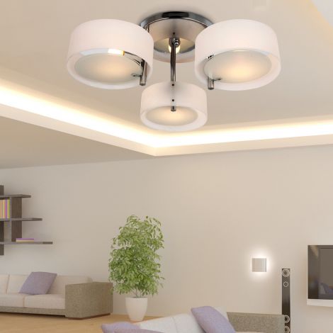 LED laevalgusti 3-lambiline E27 40W kroom akrüül soe valge Ø64xH20cm kaasaegne laelamp eluruumidesse.de
