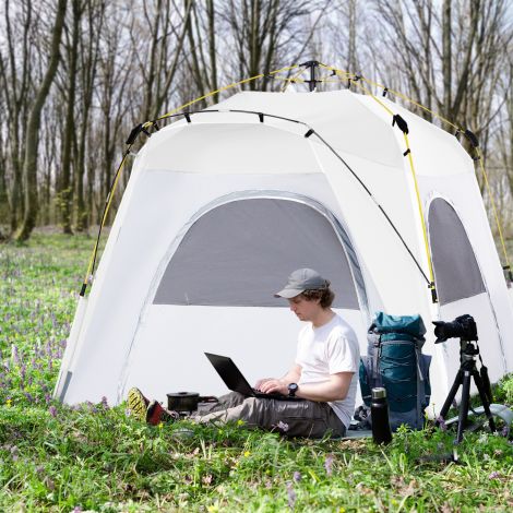 4 inimese kerge, stabiilne, veekindel UV 50+ pop-up kuppeltelk konksu, ukse, akna ja põrandakattega, peretelk 1000 mm veesamba jaoks, telk matkamiseks, reisimiseks, matkamiseks, aeda.