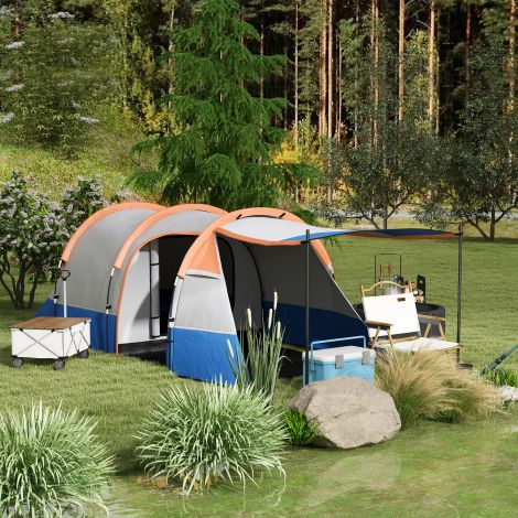 Telk, tunnelitelk 3 inimesele, valguskonksuga, eeskoda, 2 ruumi, tuulekindel peretelk kandekotiga, 2000mm veekindel pop-up telk telkimiseks, aeda, oranž