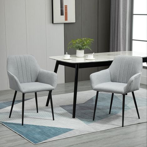 2-osaline söögitoolide komplekt, polsterdatud toolid hingava helehalli linase kattega elutuppa ja kööki, mõõtmed 59,5x56,5x81cm.