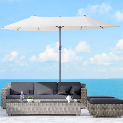Päikesevari Aia vari Turuvihmavari Kahekordne päikesevari Terrassi vari käsivändaga Beež Ovaalne 455 x 270 x 240 cm