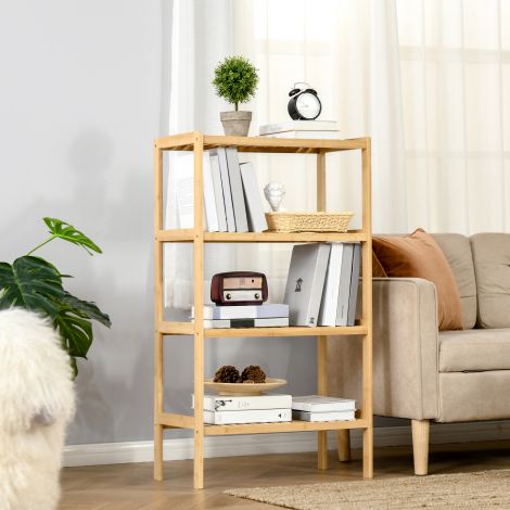 Rannariiul 4-astmeline bambusest raamaturiiul 62x33x112cm kontorisse lattu kööki looduslik.