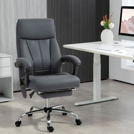 Vinsetto kontoritool massaažifunktsiooniga, kõrguse reguleerimisega juhitool, ergonoomiline lamamisfunktsiooniga, tumehall kontorisse ja kodukontorisse.