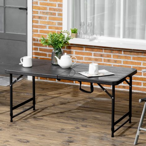 Kokkupandav aiatool plastikust 118 x 60 x 74 cm Ilmastikukindel kokkupandav laud, libisemiskindel buffetilaud, matkalaud, rõdulauad, terrassilauad, välistingimustes söögilaud aeda, terrassile, rõdule must.